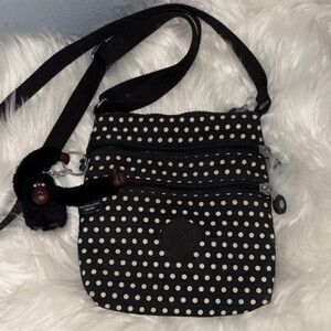 Kipling Black and White Polka Dot Crossbody Bag